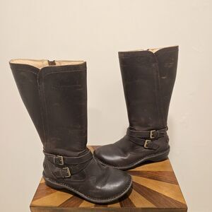 UGG Australia Rosen Riding Boots Brown Leather 7 Womens Wool Fur Lined Winter